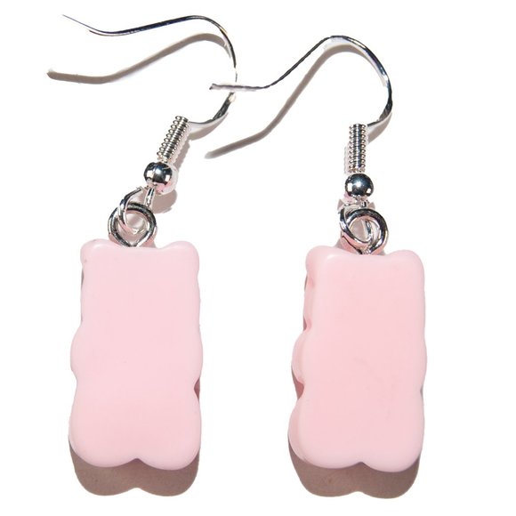 3=$25 Handmade Bear Earrings Pastel Pink Lightweight Resin Hypoallergenic 925 - Picture 2 of 3